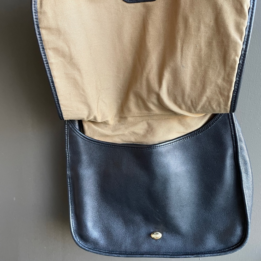Coach Black Leather Shoulder Bag with Gold Accents - Picture 14 of 15